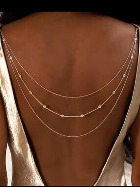 Anthropologie Three-Tier Back Chain Necklace - Silver